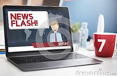 News Flash Announcement Breaking News Report Concept Stock Photo