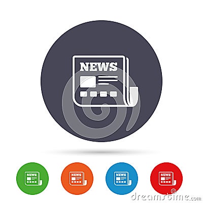 News icon. Newspaper sign. Mass media symbol. Vector Illustration