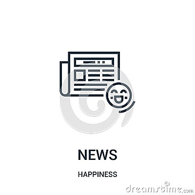 news icon vector from happiness collection. Thin line news outline icon vector illustration. Linear symbol for use on web and Vector Illustration