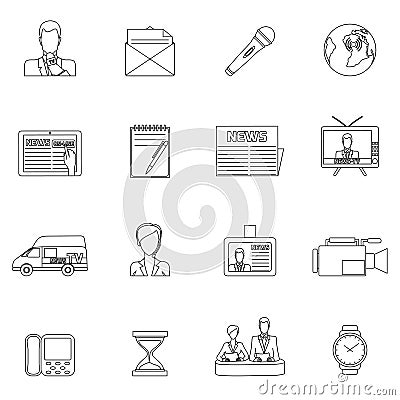 News icons set outline Vector Illustration