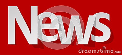 News letters banner white on a red background. Stock Photo