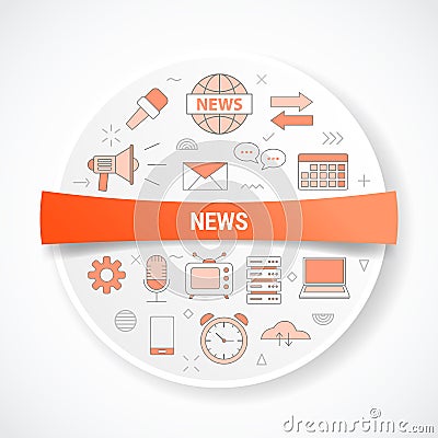 News media concept with icon concept with round or circle shape Vector Illustration