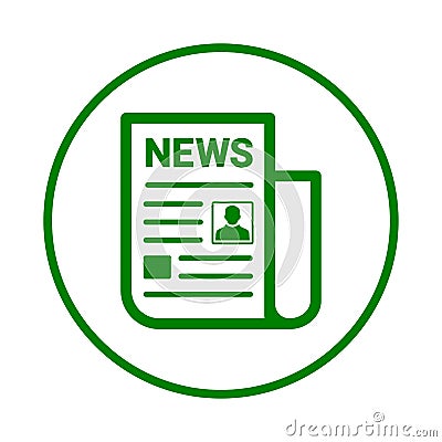 News, newsletter, paper icon. Rounded green vector design Vector Illustration