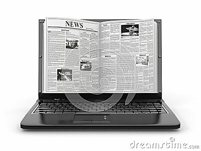 News. Newspaper as laptop screen Stock Photo