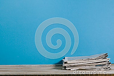 News papers on wood table Stock Photo