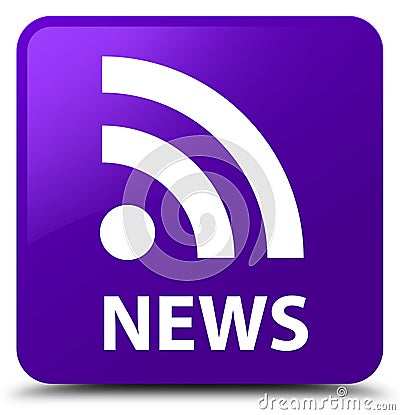 News (RSS icon) purple square button Cartoon Illustration