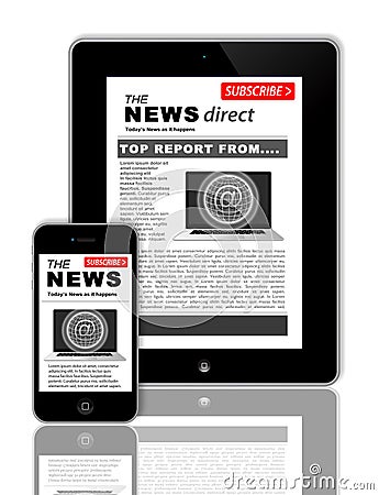 News on tablet and phone Stock Photo