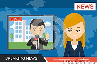 News on TV. Vector Illustration