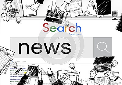 News Update Information Report Search Concept Stock Photo