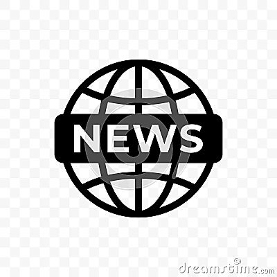 News world globe earth vector icon. Web newsletter app symbol Vector Illustration