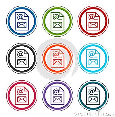 Newsletter document page icon flat round buttons set illustration design Vector Illustration