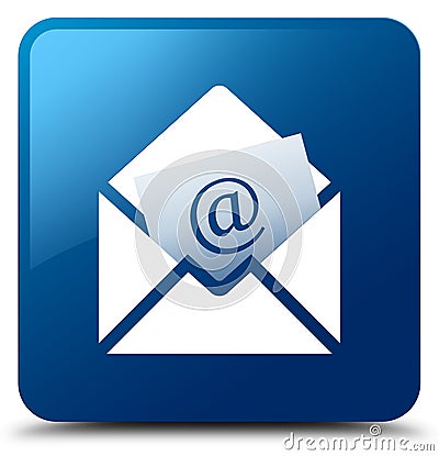 Newsletter email icon blue square button Cartoon Illustration