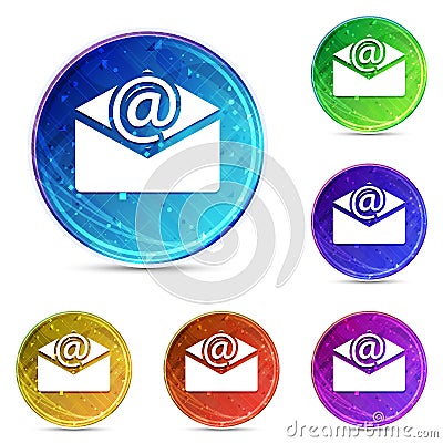 Newsletter email icon digital abstract round buttons set illustration Vector Illustration