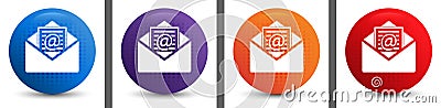 Newsletter email icon abstract halftone round button set Vector Illustration