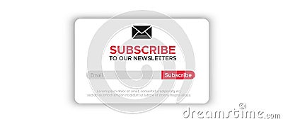 Newsletter form, email capture page vector set. UI design banner, email and subscribe buttons Vector Illustration