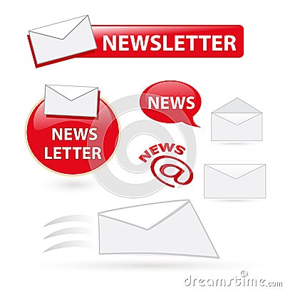 Newsletter icons Stock Photo