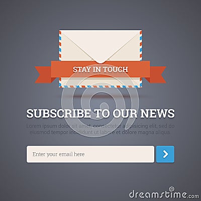 Newsletter template - subscription form. Vector Illustration