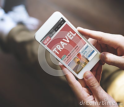 Newsletter Travel Article Website Online Concept Stock Photo