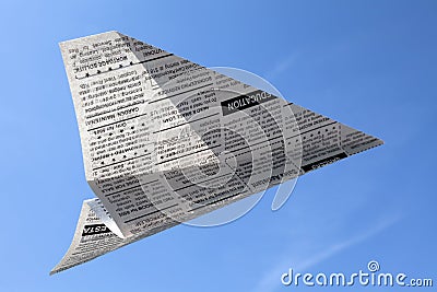 Newspaper Airplane Stock Photo