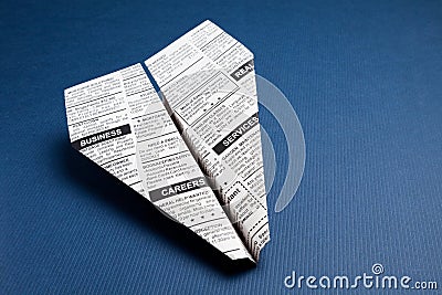 Newspaper Airplane Stock Photo