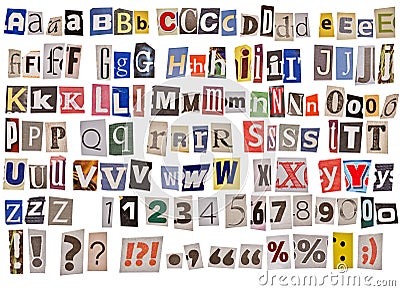 Newspaper alphabet isolated Stock Photo