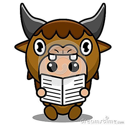 Newspaper bison animal mascot costume Vector Illustration