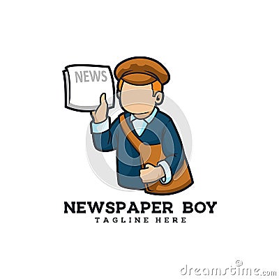 newspaper boy retro young news media Stock Photo