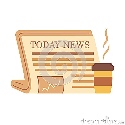 Newspaper with coffee news of the day, vector illustration Cartoon Illustration