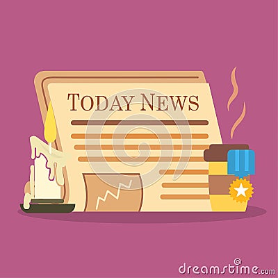 Newspaper with coffee news of the day, vector illustration Vector Illustration
