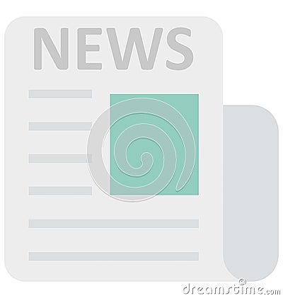 Newspaper Color Isolated Vector Icon which can easily modify or edit Stock Photo