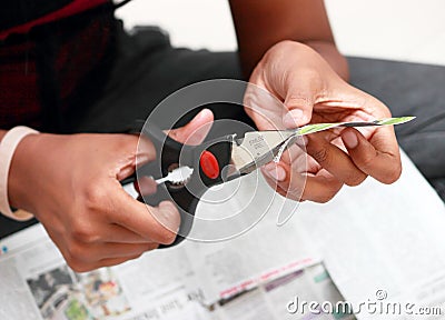 Newspaper cuttings, collecting news articles Stock Photo