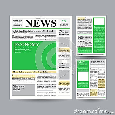 Newspaper Design Template Vector. Financial Articles, Advertising Business Information. World News Economy Headlines Vector Illustration