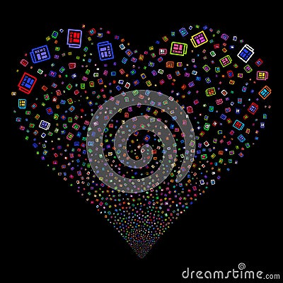 Newspaper Fireworks Heart Vector Illustration