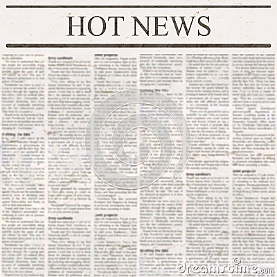 Newspaper with headline Hot News and old unreadable text Stock Photo