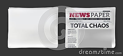 Newspaper headline. Vector magazine with print publication tabloid and blank paper template folded in half Vector Illustration