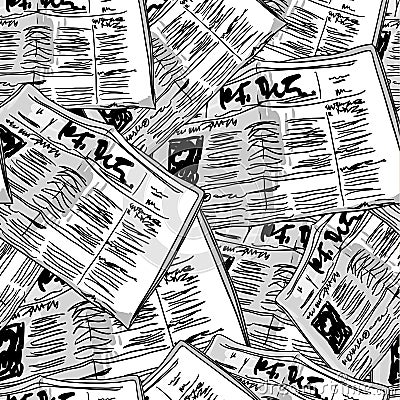 Newspaper monochrome vintage seamless background Vector Illustration