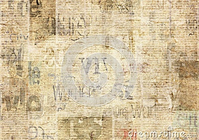 Newspaper with old grunge vintage unreadable paper texture background Stock Photo