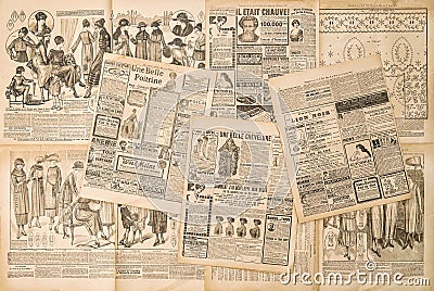 Newspaper pages with antique advertising Stock Photo