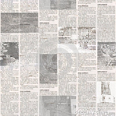 Newspaper seamless pattern with old vintage unreadable paper texture background Stock Photo