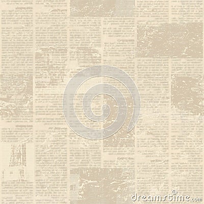 Newspaper seamless pattern with old vintage unreadable paper texture background Stock Photo