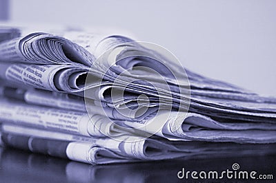 Newspaper stack Stock Photo