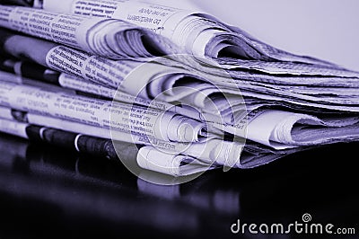 Newspaper stack Stock Photo