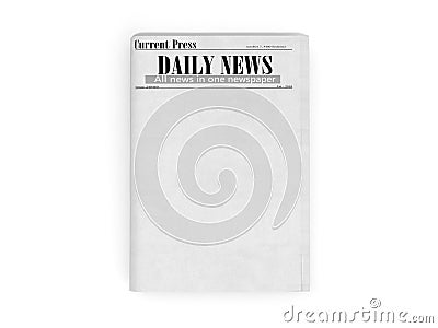 Newspaper in stack 3d render on white Stock Photo
