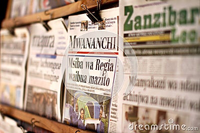Newspaper stand in Zanzibar Editorial Stock Photo