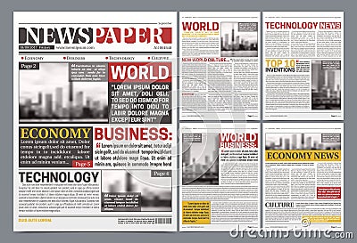 Newspaper Template Design Realistic Poster Vector Illustration