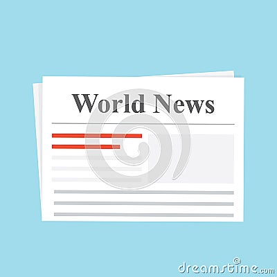 Newspaper. World News. The daily edition. Flat illustration. Vector Illustration