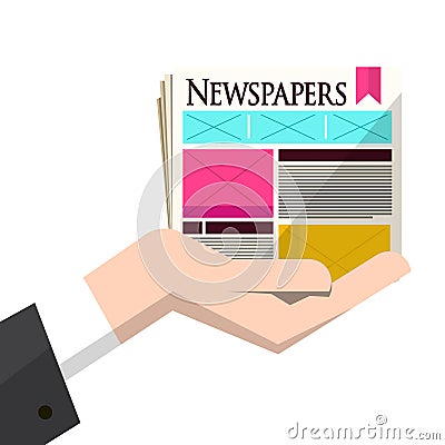Newspapers in Human Hand Isolated Vector Illustration
