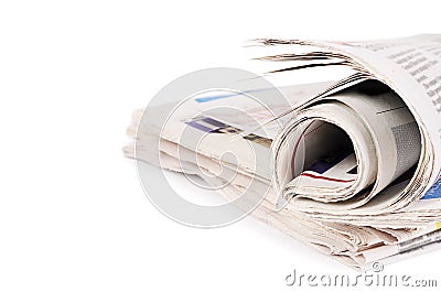 Newspapers isolated on white background Stock Photo