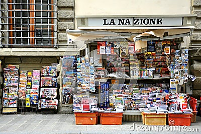 Newspapers old shop in Italy Editorial Stock Photo