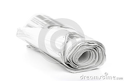 Newspapers stack isolated on white Stock Photo